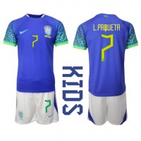 Brasilien Lucas Paqueta #7 Bortadräkt Barn VM 2022 Kortärmad (+ Korta byxor)